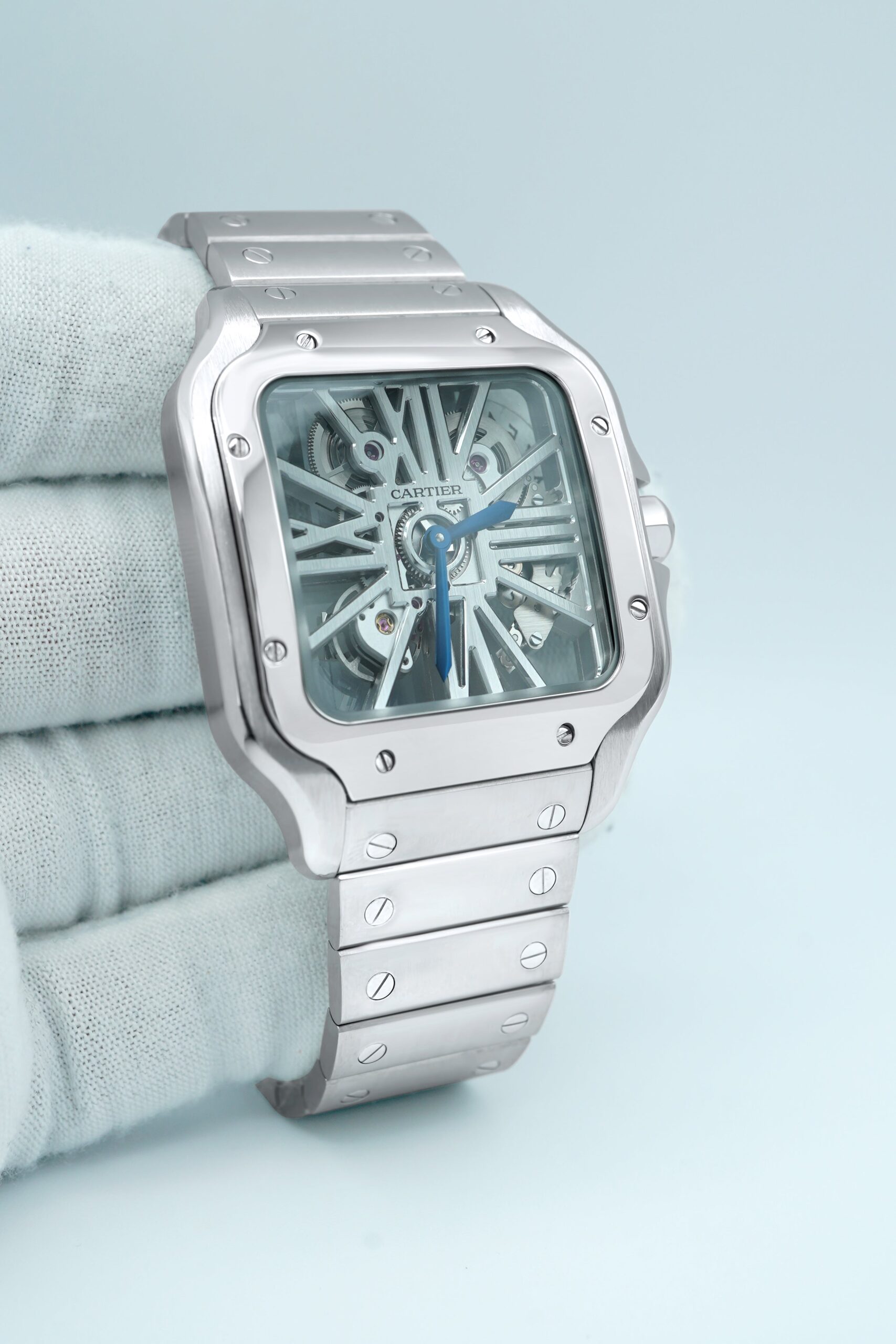 Cartier 39,8 mm Santos de Cartier Skeleton / Black Dial – Image 4