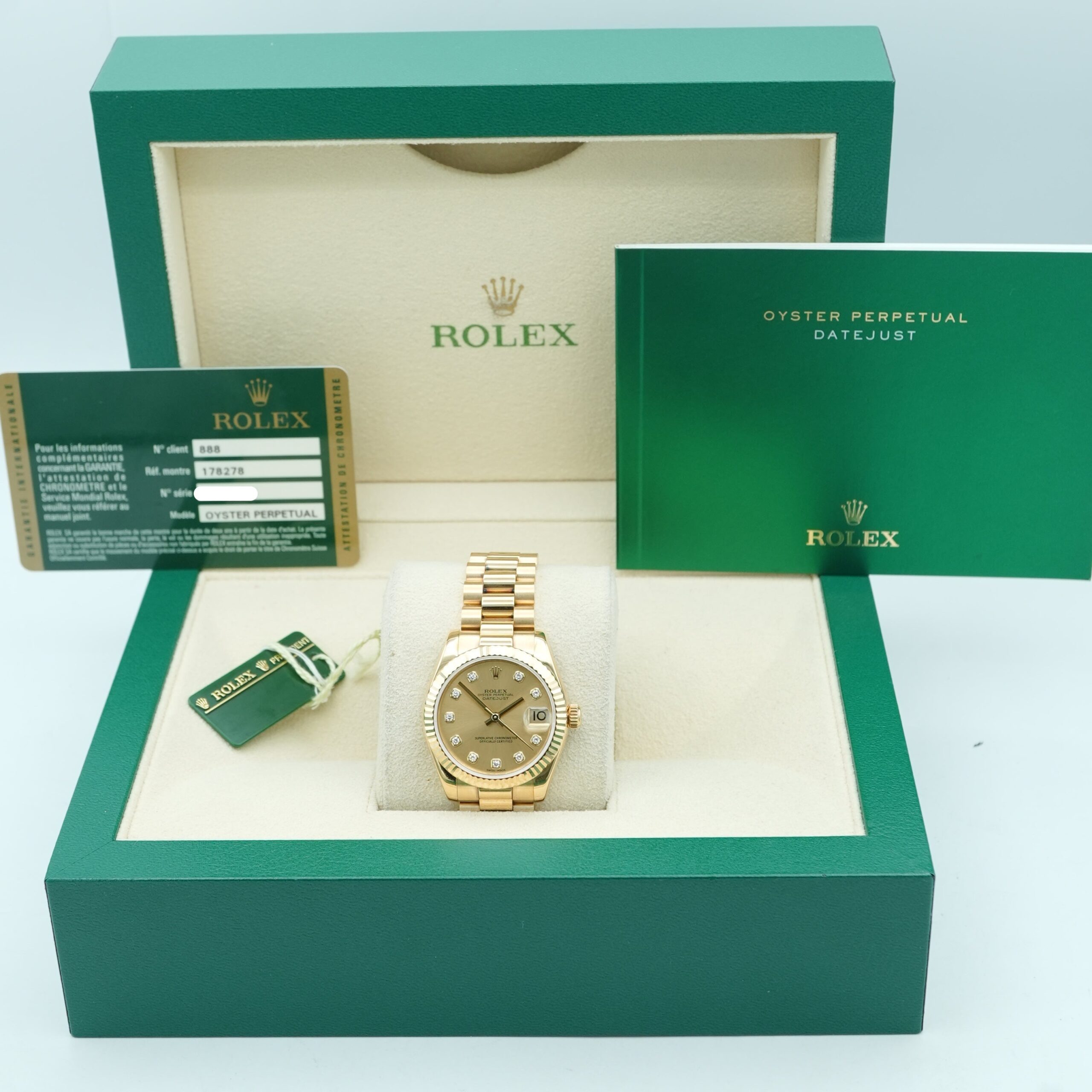 Rolex Datejust 31 mm / Champagne Diamond – President – Image 2