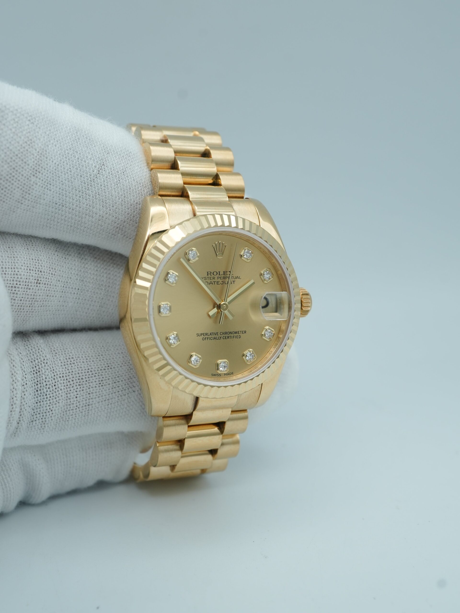 Rolex Datejust 31 mm / Champagne Diamond – President – Image 4