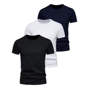 3x T-shirt basique homme - Bleu, Noir, Blanc - M